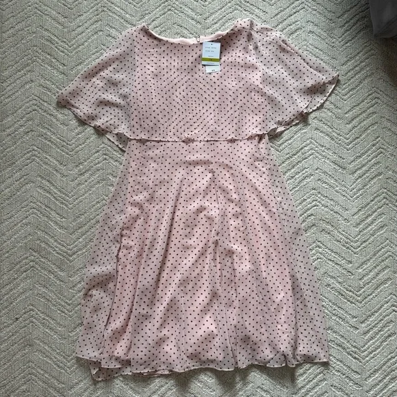 Danny & Nicole dress pale pink with black polka dots size 14 - Picture 1 of 4